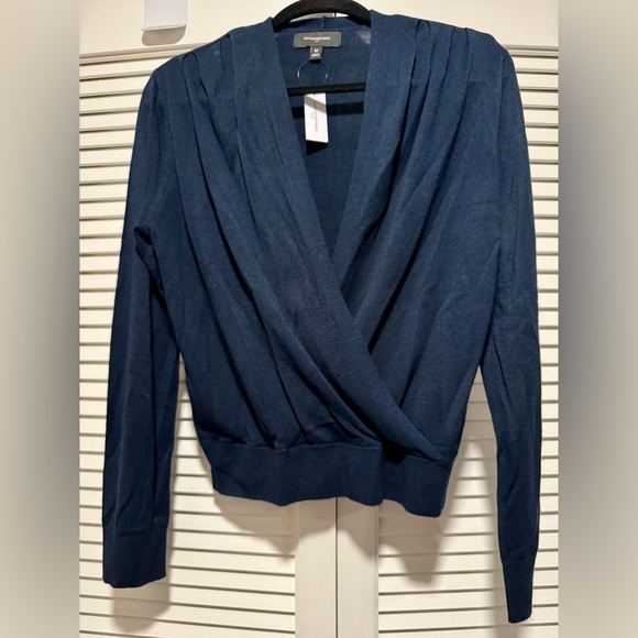 WRAP-FRONT PULLOVER SWEATER. BR Factory. Size S + M. NWT. Sold out in store. - Picture 2 of 3